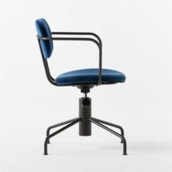 Nyle Navy Blue Velvet Office Chair -Nesto Store NyleNavyVlvtChairSDSSS23