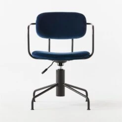 Nyle Navy Blue Velvet Office Chair -Nesto Store NyleNavyVlvtChairSOSSS23