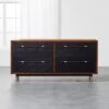 Oberlin 4-Drawer Black Leather And Wood Dresser -Nesto Store OberlinLowDresserSHS18 1x1