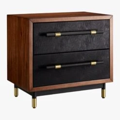 Oberlin 2-Drawer Faux Leather And Wood Nightstand -Nesto Store OberlinNighstand3QFS18