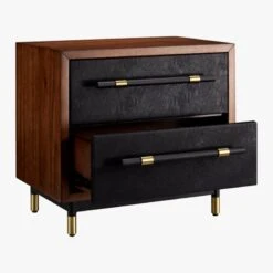 Oberlin 2-Drawer Faux Leather And Wood Nightstand -Nesto Store OberlinNighstandAVS18