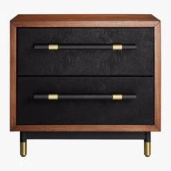 Oberlin 2-Drawer Faux Leather And Wood Nightstand -Nesto Store OberlinNighstandS18