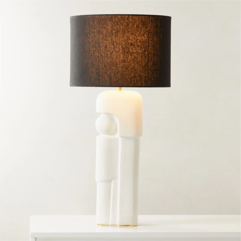 Octavio White Ceramic Table Lamp With Black Shade 4 Octavio White Ceramic Table Lamp With Black Shade - Image 2