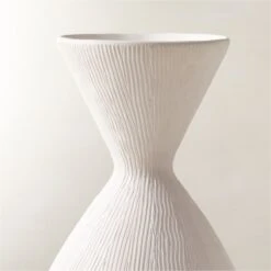 Olpe Ribbed White Terracotta Vase -Nesto Store OlpeWhiteRibbedVaseAVSHF23