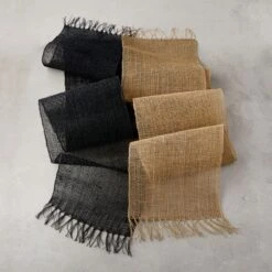 Open Weave Black Table Runner 14"x90" -Nesto Store OpenWeaveRnnrBlkNNatGrpFHS21