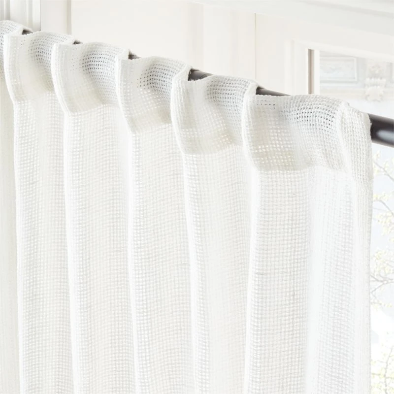 White Linen Openweave Window Curtain Panel 48''x84'' 5 White Linen Openweave Window Curtain Panel 48''x84'' - Image 3