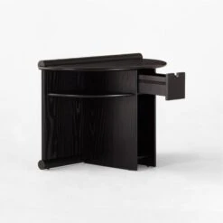 Osoppo Black Ebonized Ash Wood Nightstand -Nesto Store OsoppoBlackNightstand3QAVSSF22