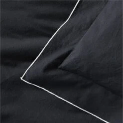 Overlock Black With White Trim Euro Shams Set Of 2 -Nesto Store OverlockBkNWtFQDuvetAV2SHS22