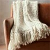 Overlook White Chunky Knit Throw Blanket -Nesto Store OverlookThrowSHF16