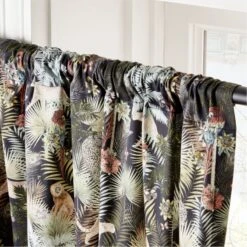 Palm Grove Jungle-Print Window Curtain Panel 48"x84" 8 Palm Grove Jungle-Print Window Curtain Panel 48"x84" -Nesto Store PalmGroveCrtnPanel96inAV2SHF22