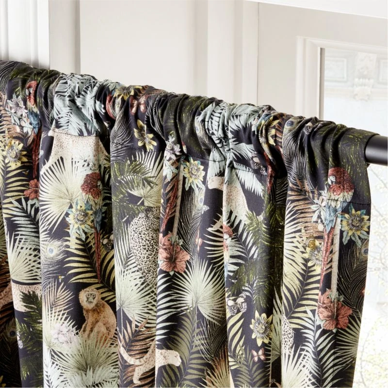 Palm Grove Jungle-Print Window Curtain Panel 48"x84" 5 Palm Grove Jungle-Print Window Curtain Panel 48"x84" - Image 3