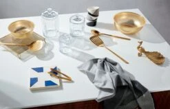 Brushed Gold Cooking Utensils -Nesto Store ParasolBlueAndWhiteMarbleTrivetNV19