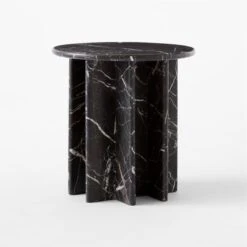 Pasar Round Black Marble Side Table -Nesto Store PasarBlkMblSideTable3QSSS23