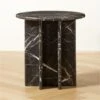 Pasar Round Black Marble Side Table -Nesto Store PasarBlkMblSideTableSHS23
