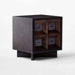 Paseo 2-Drawer Carved Black Oak Wood Nightstand -Nesto Store PaseoNightstand3QSSF21