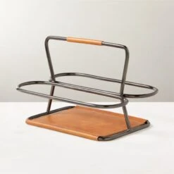 Patio Leather Drink Caddy With Handle