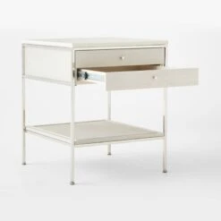 Connoisseur 2-Drawer White Oak Wood Nightstand With Marble Top Model 8714 -Nesto Store PaulMccobb8714WWCnNtstd3QAVSSS22