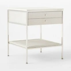 Connoisseur 2-Drawer White Oak Wood Nightstand With Marble Top Model 8714 -Nesto Store PaulMccobb8714WWCnNtstd3QSSS22