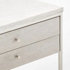 Connoisseur 2-Drawer White Oak Wood Nightstand With Marble Top Model 8714 -Nesto Store PaulMccobb8714WWCnNtstdAVSSS22