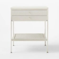 Connoisseur 2-Drawer White Oak Wood Nightstand With Marble Top Model 8714 -Nesto Store PaulMccobb8714WWCnNtstdSOSSS22