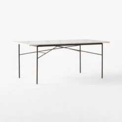 Pavilion Black Metal Outdoor Dining Table With Marble Top Model 6141 -Nesto Store Pavilion6141BkDnTbWMbTp3QSSS23