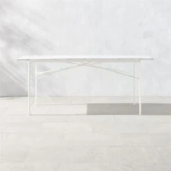 Pavilion Ivory Metal Outdoor Dining Table With Marble Top Model 6141