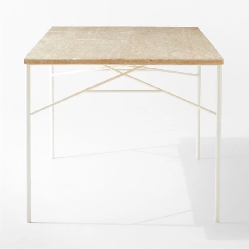 Pavilion Ivory Metal Outdoor Dining Table With Travertine Top Model 6141 7 Pavilion Ivory Metal Outdoor Dining Table With Travertine Top Model 6141 - Image 5