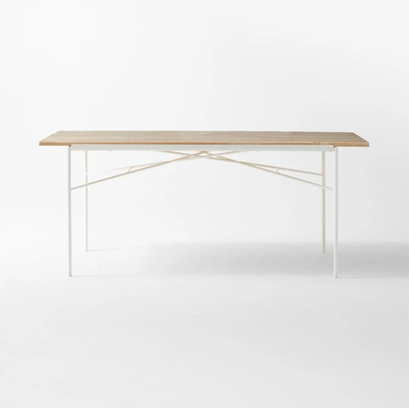 Pavilion Ivory Metal Outdoor Dining Table With Travertine Top Model 6141 5 Pavilion Ivory Metal Outdoor Dining Table With Travertine Top Model 6141 - Image 3