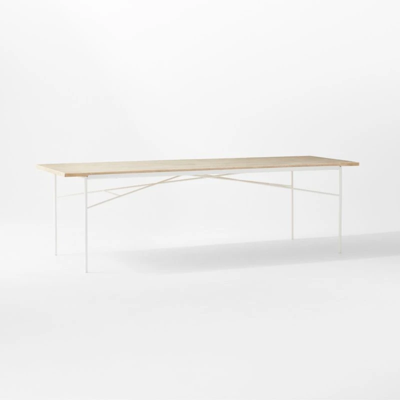 Pavilion Large Ivory Metal Outdoor Patio Dining Table With Travertine Top Model 6142 5 Pavilion Large Ivory Metal Outdoor Patio Dining Table With Travertine Top Model 6142 - Image 3