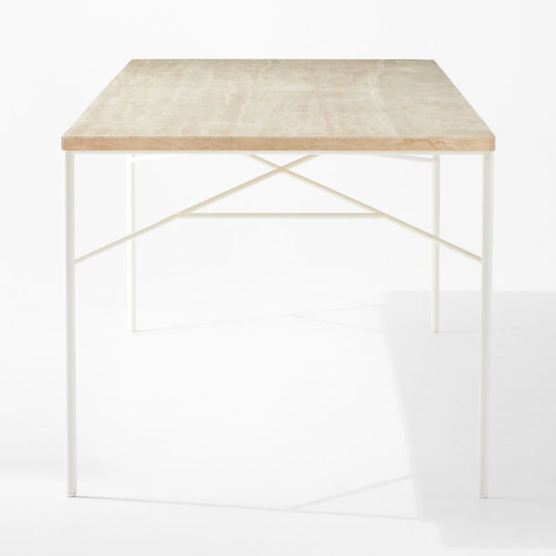 Pavilion Large Ivory Metal Outdoor Patio Dining Table With Travertine Top Model 6142 6 Pavilion Large Ivory Metal Outdoor Patio Dining Table With Travertine Top Model 6142 - Image 4