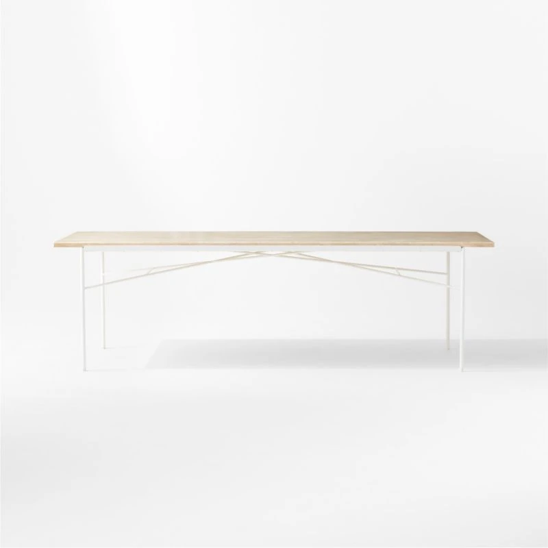 Pavilion Large Ivory Metal Outdoor Patio Dining Table With Travertine Top Model 6142 4 Pavilion Large Ivory Metal Outdoor Patio Dining Table With Travertine Top Model 6142 - Image 2