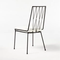 Pavilion Black Armless Outdoor Dining Chair With Ivory Sunbrella ® Cushion Model 6150 -Nesto Store Pavilion6350IvArmlssDnCh3QBSSS21