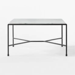 Pavilion Black Metal Outdoor Coffee Table With Marble Top Model 6511 -Nesto Store Pavilion6511BkCfTbWMbTpSDSSS23