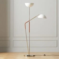 Pavo Champagne Brass Double Floor Lamp