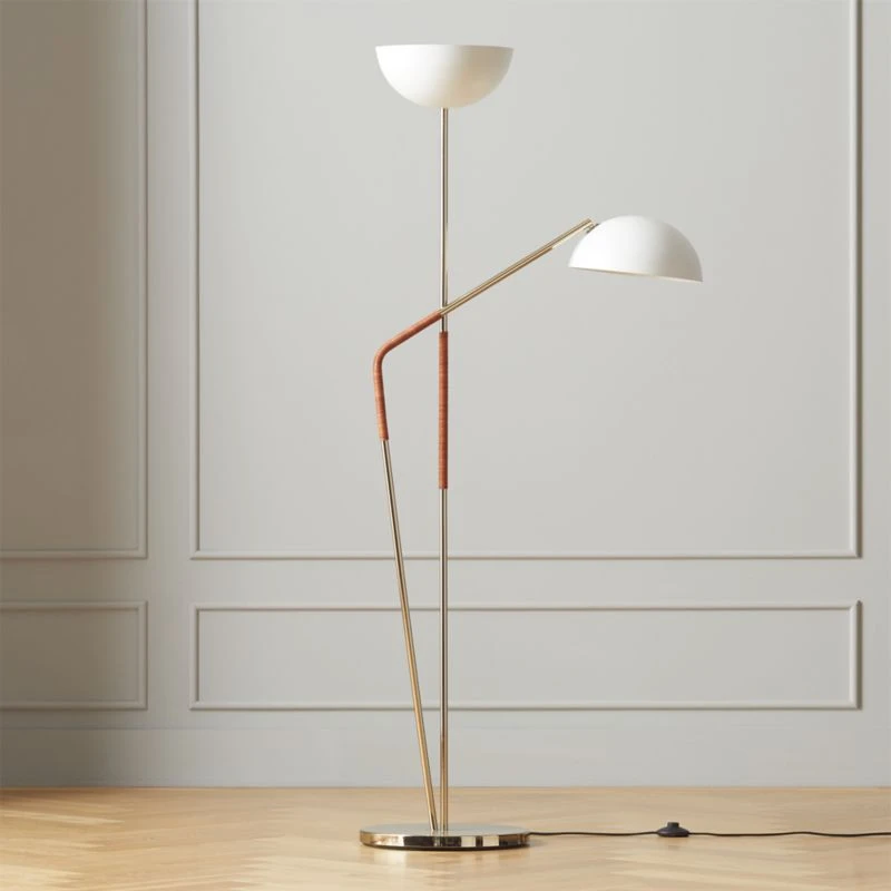 Pavo Champagne Brass Double Floor Lamp 3 Pavo Champagne Brass Double Floor Lamp