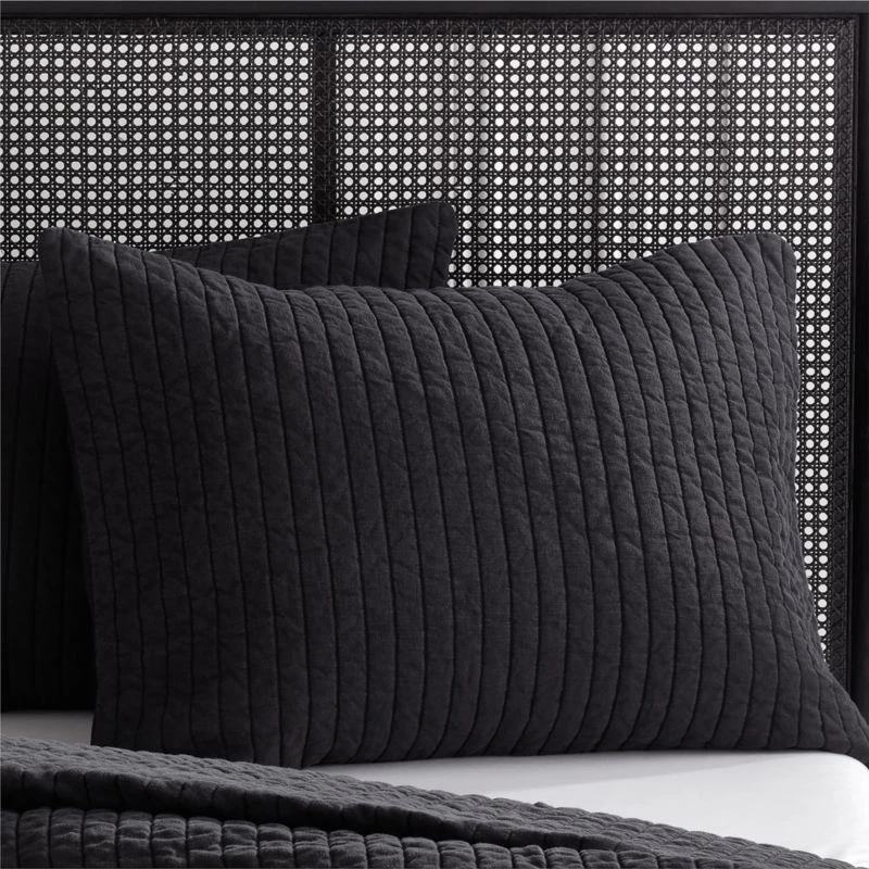 Paxton Linen Garment Washed Black Standard Shams Set Of 2 3 Paxton Linen Garment Washed Black Standard Shams Set Of 2