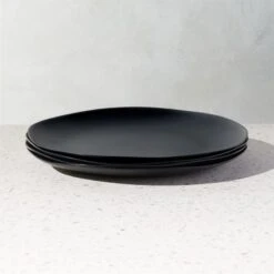 Pebble Matte Black Melamine Dinner Plate Set Of 4
