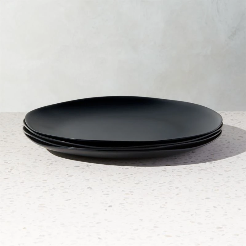 Pebble Matte Black Melamine Dinner Plate Set Of 4 3 Pebble Matte Black Melamine Dinner Plate Set Of 4