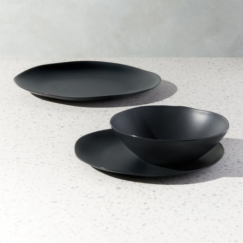 Pebble Matte Black Melamine Salad Bowl Set Of 4 5 Pebble Matte Black Melamine Salad Bowl Set Of 4 - Image 3