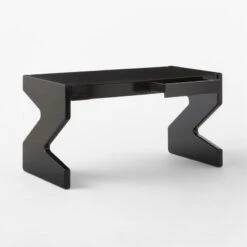 Perno 2-Drawer High-Gloss Black Oak Wood Desk -Nesto Store PernoDesk3QAVSSS23