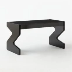 Perno 2-Drawer High-Gloss Black Oak Wood Desk -Nesto Store PernoDesk3QSSS23