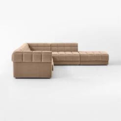 Pezzo 6-Piece L-Shaped Toffee Brown Velvet Sectional Sofa With Left-Arm 11 Pezzo 6-Piece L-Shaped Toffee Brown Velvet Sectional Sofa With Left-Arm -Nesto Store Pezzo6PcBgVlvtLASectSDSSS23