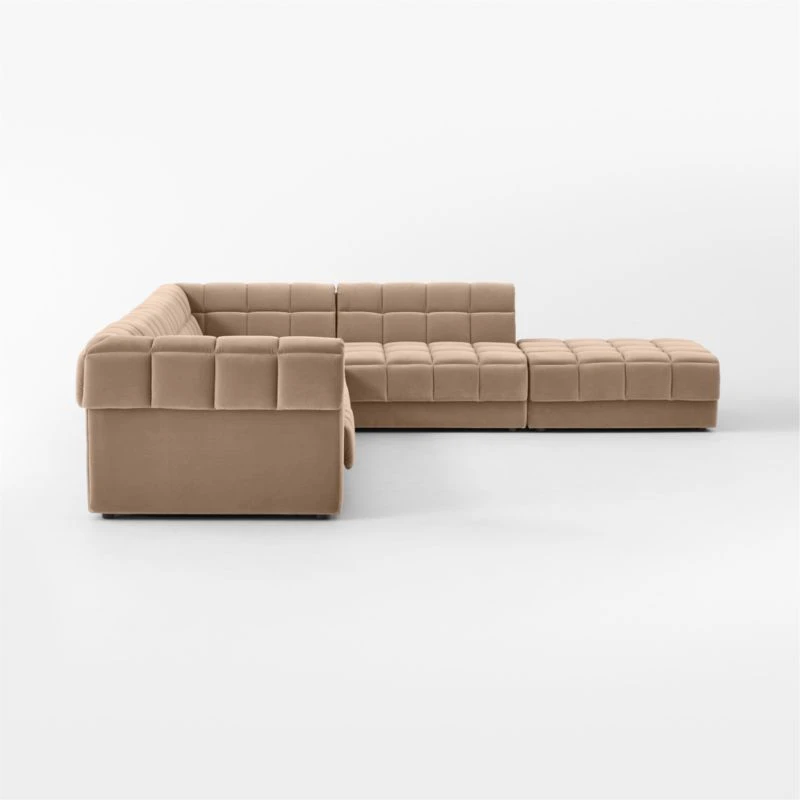 Pezzo 6-Piece L-Shaped Toffee Brown Velvet Sectional Sofa With Left-Arm 6 Pezzo 6-Piece L-Shaped Toffee Brown Velvet Sectional Sofa With Left-Arm - Image 4