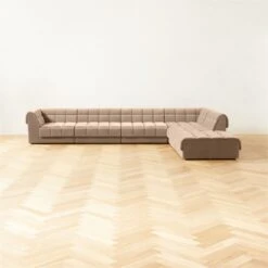 Pezzo 6-Piece L-Shaped Toffee Brown Velvet Sectional Sofa With Left-Arm