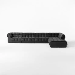 Pezzo 6-Piece L-Shaped Black Leather Sectional Sofa With Left Arm -Nesto Store Pezzo6PcBlkLthrLASectSOSSS23
