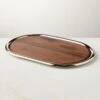 Piero Oval Stainless Steel And Walnut Serving Tray Set -Nesto Store PieroOvalWoodNSSServingSSHF22