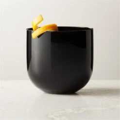 Pina Black Old-Fashioned Glass -Nesto Store PinaBlackSingleROF22
