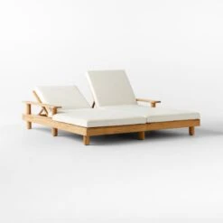 Pinet Teak Outdoor Double Chaise Lounge With Textured Ivory Perennials® Cushions 16 Pinet Teak Outdoor Double Chaise Lounge With Textured Ivory Perennials® Cushions -Nesto Store PinetTeakDoubleChaiseAVSSS23