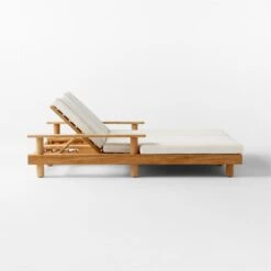 Pinet Teak Outdoor Double Chaise Lounge With Textured Ivory Perennials® Cushions 17 Pinet Teak Outdoor Double Chaise Lounge With Textured Ivory Perennials® Cushions -Nesto Store PinetTeakDoubleChaiseSDSSS23