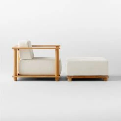 Pinet Teak Outdoor Lounge Chair And Ottoman With Textured Ivory Perennials® Cushions 12 Pinet Teak Outdoor Lounge Chair And Ottoman With Textured Ivory Perennials® Cushions -Nesto Store PinetTkODLgChairWOttomanSDSSS23